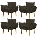 Ver imagem 1 de Kit 4 Poltronas Decorativa Sala e Quarto Opala Suede Herrero:marrom