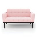 Ver imagem 6 de Poltrona Namoradeira Decorativa Karen Pés Fixo em Madeira Preto Suede Rosa Bebê G19 - Gran Belo