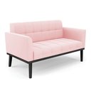 Ver imagem 1 de Poltrona Namoradeira Decorativa Karen Pés Fixo em Madeira Preto Suede Rosa Bebê G19 - Gran Belo