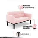Ver imagem 3 de Poltrona Namoradeira Decorativa Karen Pés Fixo em Madeira Preto Suede Rosa Bebê G19 - Gran Belo
