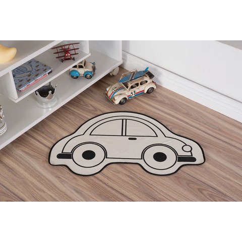 Tapete Infantil Natural Formato de Carro Preto 48X79CM