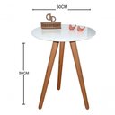 Ver imagem 2 de Mesa de Canto Pés Palito Redonda Vidro Madeira Maciça 50cm Branco