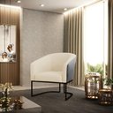 Ver imagem 2 de Kit 2 Poltronas Stella Corano Preto com Linho Bege A19 Base Industrial Preto - D’Rossi