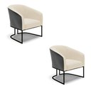 Ver imagem 1 de Kit 2 Poltronas Stella Corano Preto com Linho Bege A19 Base Industrial Preto - D’Rossi