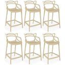 Ver imagem 1 de Kit 6 Banquetas Média Allegra 66cm Design Cozinha/bancada - Nude