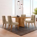 Ver imagem 1 de Mesa Olimpia 120 Mdf Canto Copo e com 4 Cadeiras Safira Turim 07/naturalle/naturalle