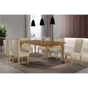 Ver imagem 1 de Sala de Jantar Completa Londrina C/ Tampo Madeirado Canto Curvo 180x90cm e 6 Cadeiras Dafne Naturale