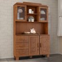 Ver imagem 2 de Cristaleira 4 Portas 3 Gavetas com Aplique 122 Cm 1279 Castanho Milani Store