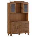 Ver imagem 1 de Cristaleira 4 Portas 3 Gavetas com Aplique 122 Cm 1279 Castanho Milani Store