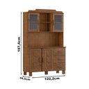 Ver imagem 3 de Cristaleira 4 Portas 3 Gavetas com Aplique 122 Cm 1279 Castanho Milani Store