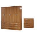 Ver imagem 3 de Guarda-roupa Casal Grace 6 Portas 9 Gavetas com Cômoda 1 Porta 5 Gavetas Cinamomo - Panorama Móveis