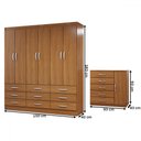 Ver imagem 4 de Guarda-roupa Casal Grace 6 Portas 9 Gavetas com Cômoda 1 Porta 5 Gavetas Cinamomo - Panorama Móveis
