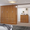 Ver imagem 1 de Guarda-roupa Casal Grace 6 Portas 9 Gavetas com Cômoda 1 Porta 5 Gavetas Cinamomo - Panorama Móveis