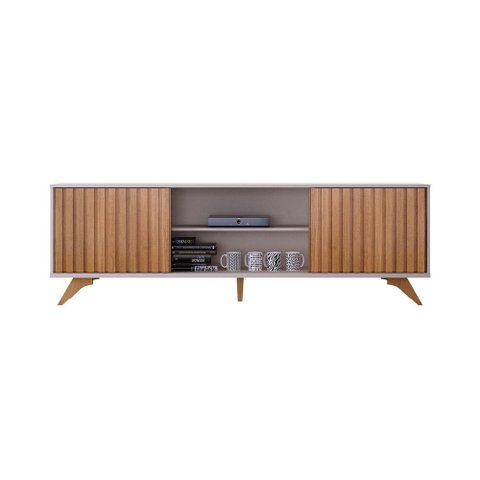 Rack para Sala de Estar 2 Portas Deslizantes Manaus Cinamomo/off White