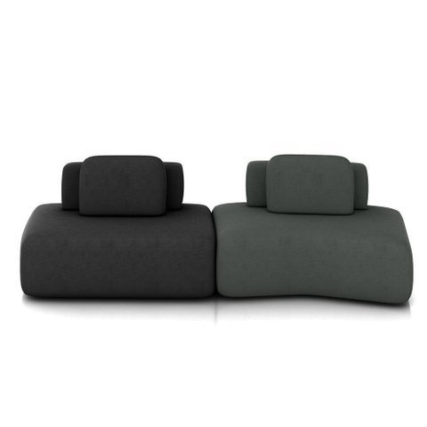 Sofá Ilha Sala de Estar Dakota 2 Módulos 316cm Encostos Almofadas Soltas Veludo Preto/cinza G33 - Gr