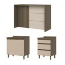 Ver imagem 2 de Bancada de Cozinha Kit Ilha Gourmet Connect 2 Portas 3 Gavetas Ripado Duna/cristal - Henn