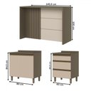 Ver imagem 4 de Bancada de Cozinha Kit Ilha Gourmet Connect 2 Portas 3 Gavetas Ripado Duna/cristal - Henn