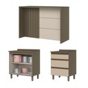 Ver imagem 3 de Bancada de Cozinha Kit Ilha Gourmet Connect 2 Portas 3 Gavetas Ripado Duna/cristal - Henn