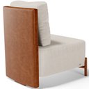 Ver mais imagens de Poltrona Decorativa Sala de Estar Living Pés Madeira Hungria L02 Couríssimo Camel Linho Cru - Lyam L