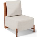 Ver imagem 1 de Poltrona Decorativa Sala de Estar Living Pés Madeira Hungria L02 Couríssimo Camel Linho Cru - Lyam L