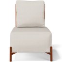 Ver imagem 3 de Poltrona Decorativa Sala de Estar Living Pés Madeira Hungria L02 Couríssimo Camel Linho Cru - Lyam L