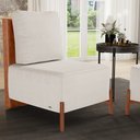 Ver imagem 2 de Poltrona Decorativa Sala de Estar Living Pés Madeira Hungria L02 Couríssimo Camel Linho Cru - Lyam L