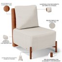Ver imagem 4 de Poltrona Decorativa Sala de Estar Living Pés Madeira Hungria L02 Couríssimo Camel Linho Cru - Lyam L