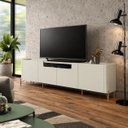 Ver imagem 1 de Rack New Bend 220 cm Porta Lisa Incolar Luna com Pé Dourado