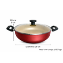 Ver imagem 2 de Wok 28 Frigideira Grande Paella Caçarola Teflon Antiaderente Cor Preto:cereja e Bege