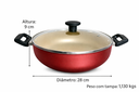 Ver imagem 2 de Wok 28 Frigideira Grande Paella Caçarola Teflon Antiaderente Cor Preto:cereja e Bege