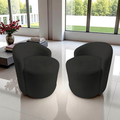Kit 2 Poltronas Decorativa Yara Orgânica Veludo Preto