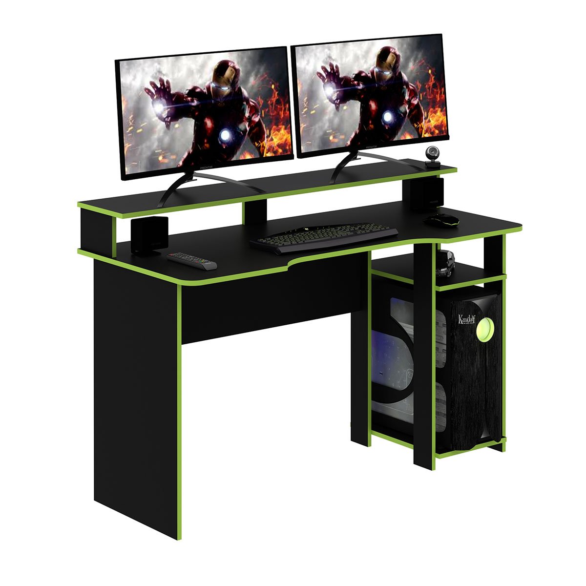 Mesa Gamer Tecno Mobili Design P/ 2 Monitores 136 Cm Em MDP: Preto Com ...