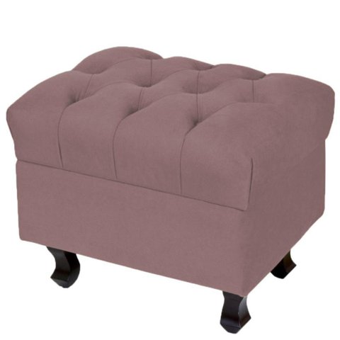Puff Decorativo París Luis Xv L02 Capitone Suede Rosê - Lyam Decor
