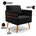 Ver imagem 6 de Kit 01 Namoradeira 02 Lugares e 02 Poltronas Mari Suede Pés Palito Castanho - D’Rossi Preto