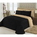 Ver imagem 1 de Kit Edredom Dupla Face Ternura Casal Queen 6 peças 150 fios - Preto e Avelã
