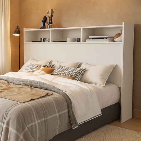 Cabeceira Box Queen 1,60 Melissa com Nicho e Prateleiras:branco