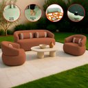 Ver imagem 3 de Namoradeira e 2 Poltronas Orgânica Chloe Boucle Terracota com Almofada Plumante - Arkell