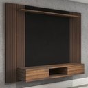 Ver imagem 2 de Painel para Tv até 75 Polegadas Alaska 2 Portas Pinho Ripado/preto - Panorama Móveis