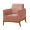 Poltrona Esmeralda Tecido Veludo Rosa Claro Base Madeira Maciça Natural - 4