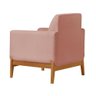 Poltrona Esmeralda Tecido Veludo Rosa Claro Base Madeira Maciça Natural - 3