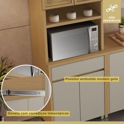 Paneleiro 4 Portas 1 Gaveta Nesher Condessa Mdf Carvalho/greige - 10