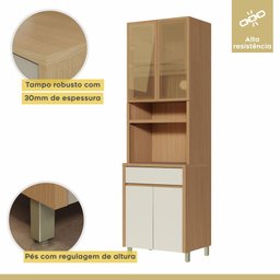 Paneleiro 4 Portas 1 Gaveta Nesher Condessa Mdf Carvalho/greige - 6