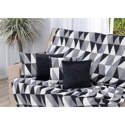 Xale de Jacquard Manta de Sofá Poltrona Cama 2,20m X 1,50m:losango Preto - 2