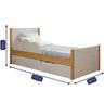 Bicama Infantil Solteiro 100% Mdf Bibox Cama Auxiliar Com Rodizio Uli Nature/off White - 4