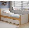 Bicama Infantil Solteiro 100% Mdf Bibox Cama Auxiliar Com Rodizio Uli Nature/off White - 1