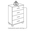 Ver imagem 4 de Comoda 4 Gavetas 79 Cm Madeira Macica Taeda 1138c Castanho Festra