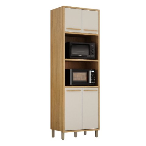 Paneleiro com 2 Nichos 4 Portas Torino - Cinamomo/Off White