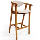 Ver imagem 3 de Kit 02 Banquetas Alta para Cozinha Bancada Bar Sala de Jantar Fixa Cecília L02 Suede Bege - Lyam