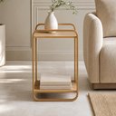 Ver imagem 1 de Mesa Lateral para Sala de Estar 40cm Orgânica Industrial Alek A03 Hanover Dourado - Lyam Decor