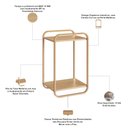 Ver imagem 5 de Mesa Lateral para Sala de Estar 40cm Orgânica Industrial Alek A03 Hanover Dourado - Lyam Decor
